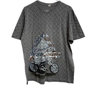 Grey American‎ Heritage AOP Biker Motorcycle Shirt Size XL